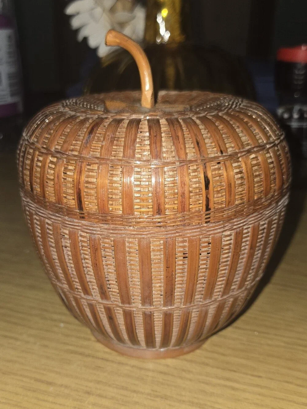 Handwoven Brown Rattan Apple Accent Decorative Home Accent